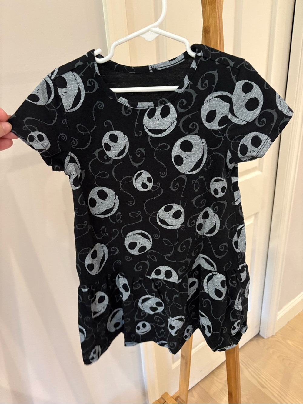 Kids Black Jack Skellington Short-Sleeve Dress